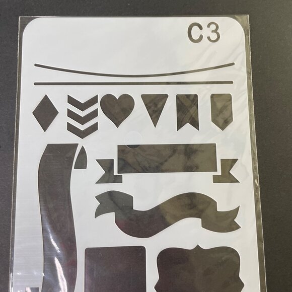 Reusable Art Planner Stencil Lines Scallops Banners Speech Bubbles Flags u Mixe - Picture 2 of 3